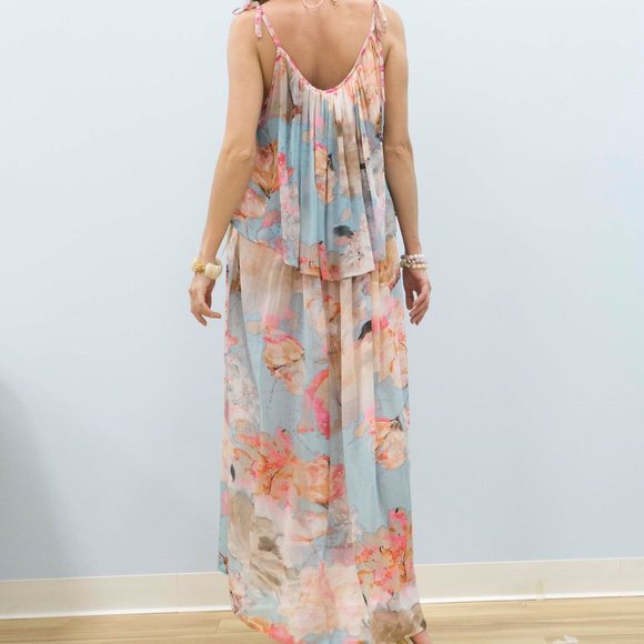 Beach Cover up BLUE TROPICAL style - Picture 2 of 5